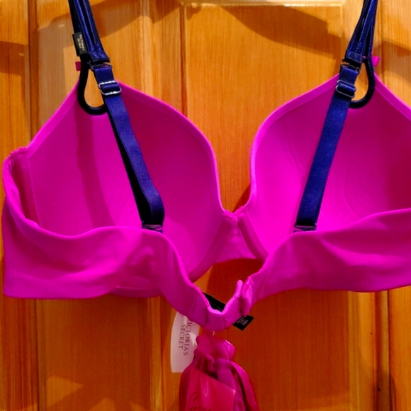 Bra demi NWT 38D Victoria Secret 5 ways to wear it deep pink with black straps - Picture 7 of 8